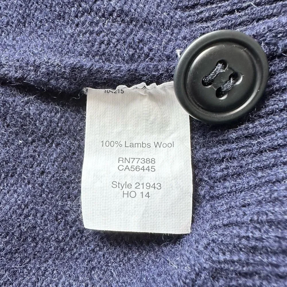🔃J. Crew Men’s Blue Lambswool Shawl Collar Front Button Pullover Sweater